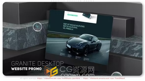 AE模板-花岗岩简洁风格场景逼真3D iMac 模型网站宣传服务用户界面展示
