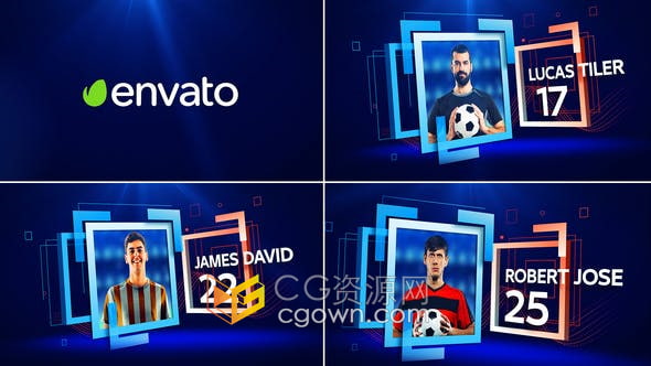 AE模板-体育运动队星球队员介绍开场视频片头动画制作