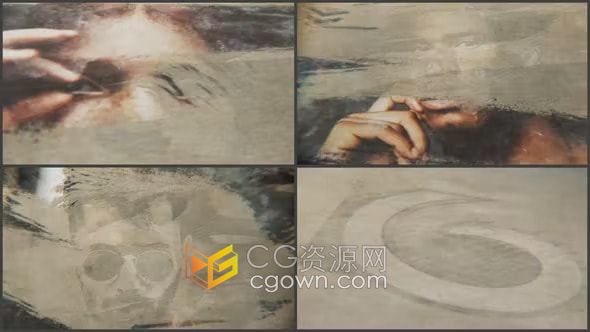 AE模板-史诗复古笔刷风格LOGO片头素描手绘历史纪录片开场