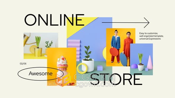 AE模板-网上购物商店促销时装店产品展示短视频片头