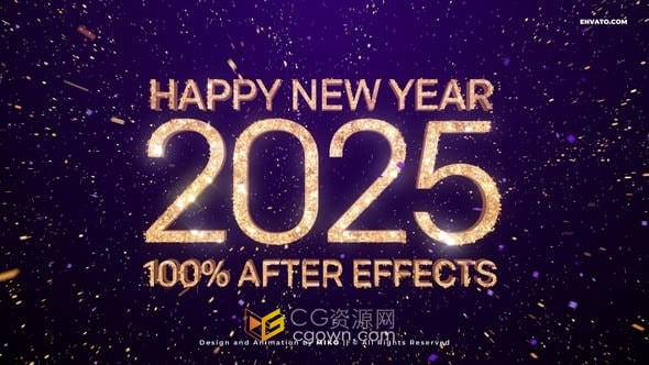 AE模板-2025年新年倒计时60秒数字倒数片头