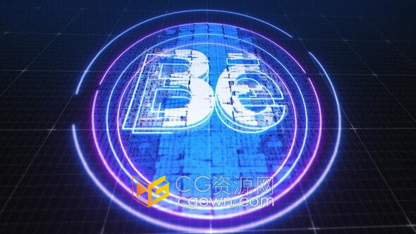 AE模板-动感霓虹灯故障赛博朋克Logo动画视频片头