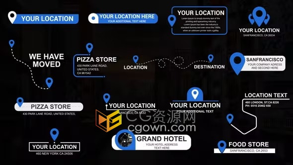 Location Titles 2.0 AE模板位置定位旅行路径文字标题动画15种