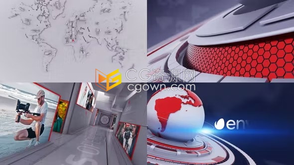 3D渲染地球动态图形场景动画新闻开场视频片头News Opener AE模板
