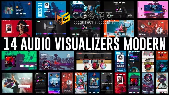 Audio Visual AE模板音乐歌曲播客播放封面动画视频