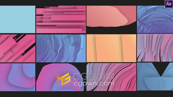 AE模板-14组抽象形状图形动画视频转场过渡Trendy Shape Transitions