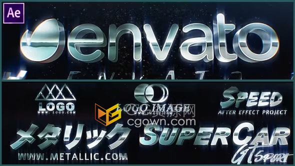 4K分辨率视频片头AE模板金属铬LOGO标题动画效果