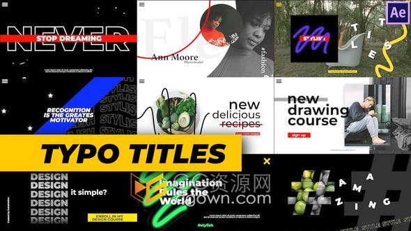 AE模板-10 Typo Titles文字排版动画介绍视频效果制作