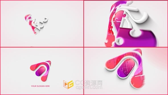 AE模板-3D拼图标志揭晓建筑企业乐高游戏公司LOGO动画
