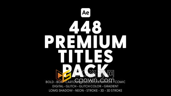Premium Titles Pack AE模板448个文字标题字幕动画带音效