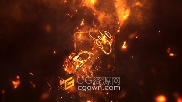 AE模板-燃烧火焰粒子发光火花冲击LOGO标志视频片头