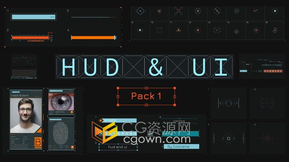 AE模板-形状图层创建HUD界面设计高科技全息UI图形动画视频效果