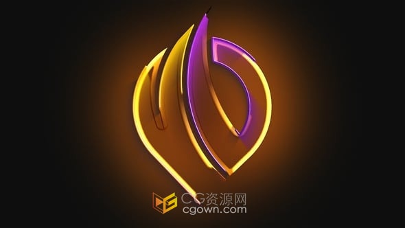 彩色发光LOGO轮廓描边动画企业品牌标志片头-AE模板