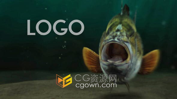 AE模板-深海水下泡沫鱼冲过转场展示LOGO动画钓鱼开场