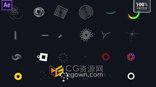 AE模板-30个动态图形元素MoGraph动画连拍圆圈线条