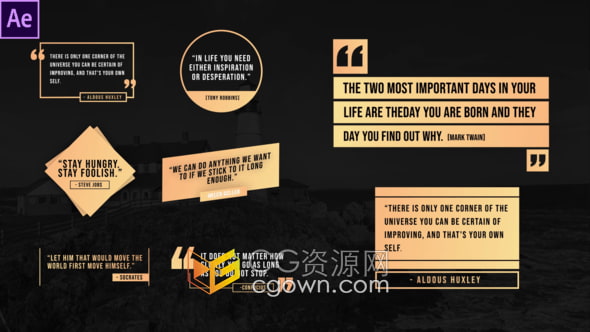 AE模板-8组引号图形设计文字标题视频介绍字幕动画