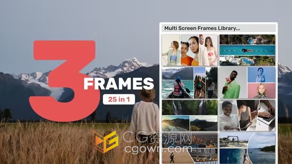 AE模板-分屏效果适合体育视频婚礼旅行和生活相册