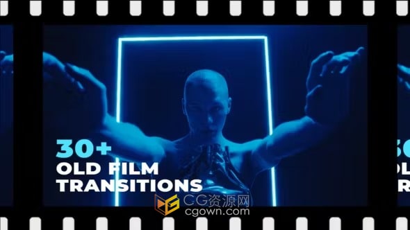 FIlm Old Transitions复古黑白电影胶卷转场元素-AE模板