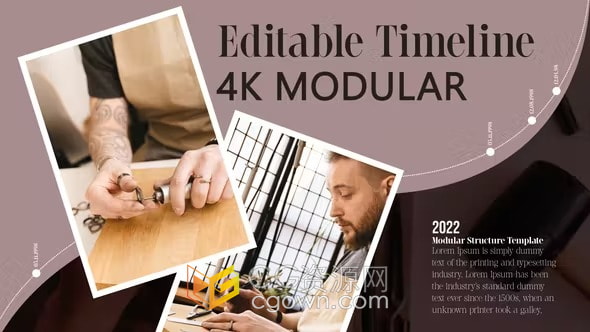 AE模板-艺术创意匠心品牌工作室时间线介绍企业发展史历史时间线宣传片