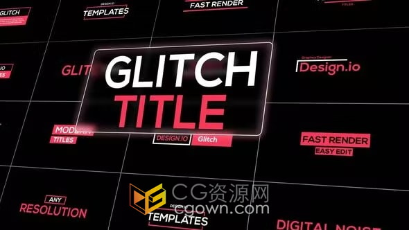 Glitch Titles AE模板15组故障特效文字标题视频字幕动画