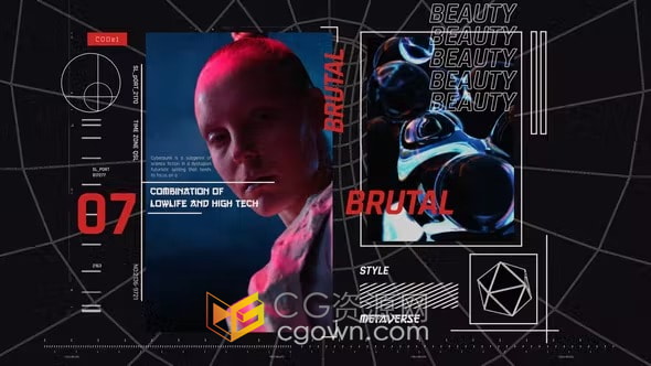 赛博朋克时尚未来故障网格动感开场视频片头AE模板下载