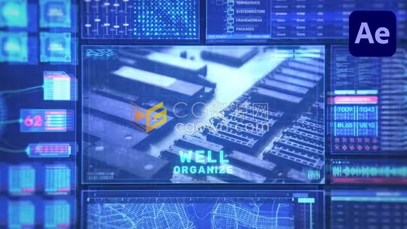 HUD Technology AE模板高科技互联网科学技术宣传视频动画