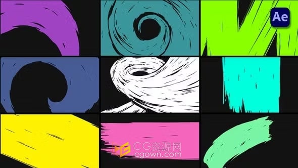 AE模板-18种卡通涂鸦速度线多彩运动图形过渡Sribble Transtions