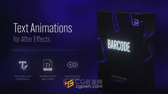 32种快速闪烁发光条码文本动画预设-AE与PR模板