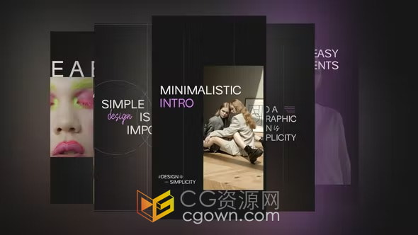 垂直屏幕简约介绍媒体短视频动画制作AE模板免费下载