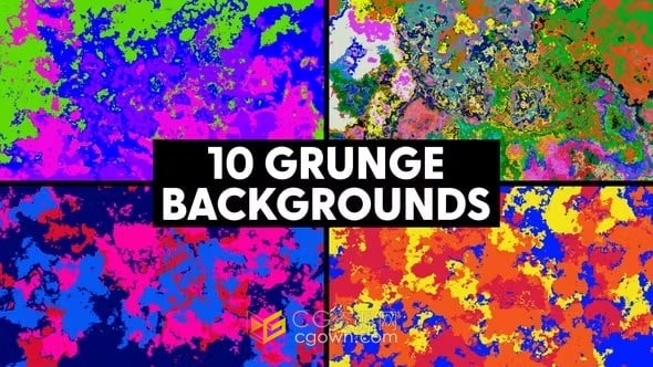 10个抽象艺术多彩背景Grunge Backgrounds-AE模板