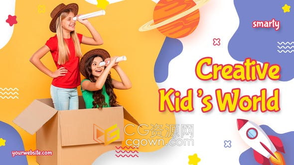 AE模板-幼儿园宣传片儿童探索青少年宫学校介绍图文视频