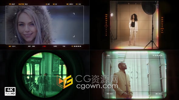 AE模板-HUD相机取景器双筒望远镜相机电影屏幕狙击手范围效果制作