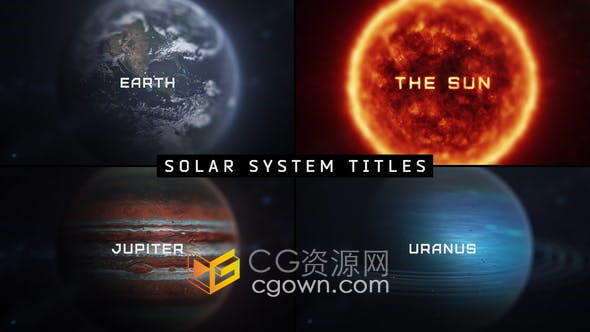 AE模板-八大行星太阳系地球月亮冥王星火水土星海王星背景介绍标题视频宣传