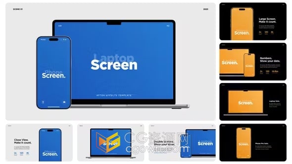 笔记本电脑和苹果手机模型设备屏幕宣传介绍-AE模板