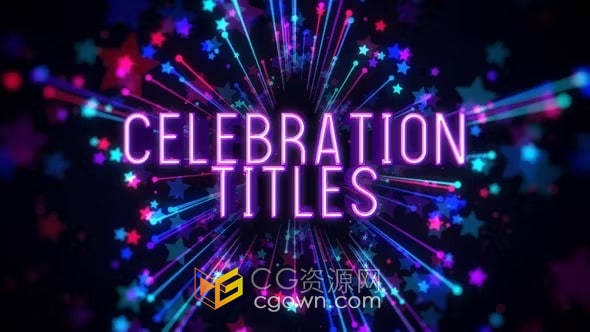 AE模板-五彩炫丽霓虹灯颁奖活动庆典标题Celebration Titles