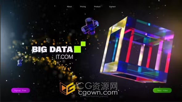 3D立方体现代玻璃和彩色动画背景人工智能IT技术片头-AE模板