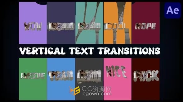 液体风格4K垂直文本过渡-AE模板