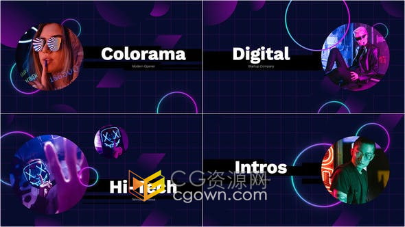 AE模板-动态故障高科技介绍赛博朋克现代宣传视频片头动画