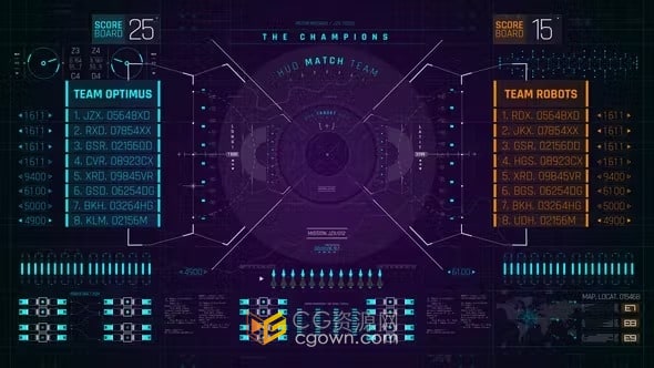 科技元素HUD PRO 比赛界面信息图表展示-AE模板