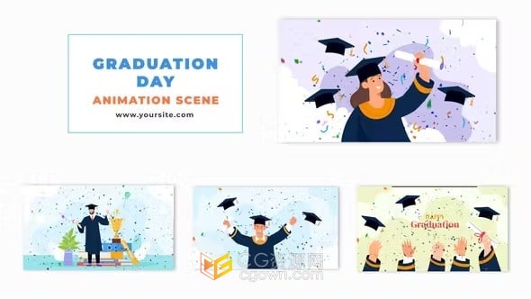 温馨毕业公告庆祝毕业典礼动画场景AE模板
