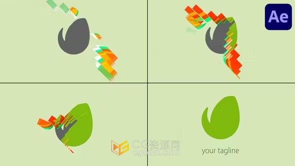 AE模板-彩色图层包裹精美卡通标志动画品牌宣传LOGO片头