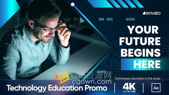 AE模板-信息技术教育幻灯片编程培训年轻一代学习介绍宣传视频