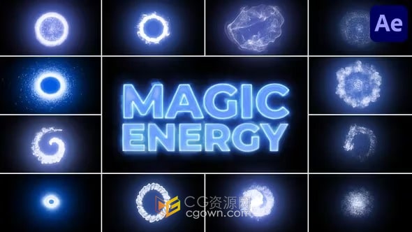 闪亮魔法特效能量发光元素适合史诗开场白标志展示-AE模板