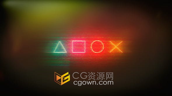 AE模板-霓虹灯控制台按钮符号故障动画游戏宣传视频片头