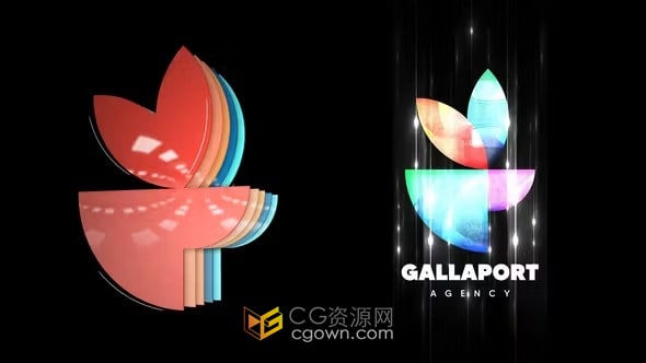 动感时尚品牌LOGO分层动画演绎发光线条标志片头-AE模板