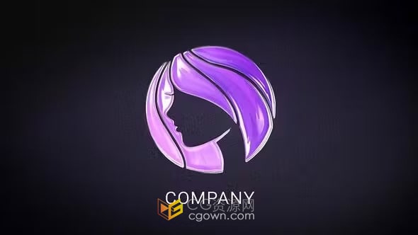 金属感三维标志转平面发光LOGO动画-AE模板