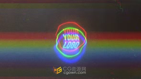 像素化屏闪故障发光标志片头片尾动画-AE模板