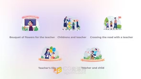 儿童节教师节主题场景图形动画-AE模板