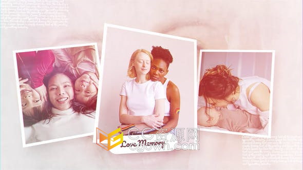 AE模板-干净简洁动态动画相框粒子漏光效果情人节婚礼儿童成长相册