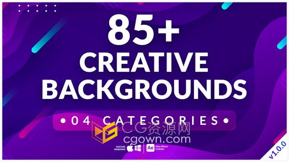 AE模板-85+实用专业现代创意渐变扭曲彩色图形动画背景